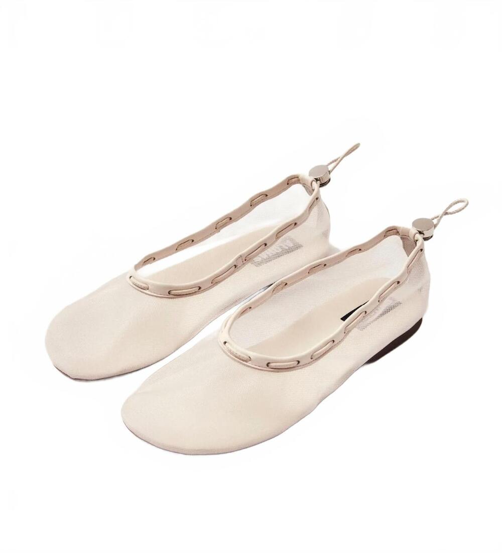 NEW ALOHAS women's gill mesh ballet flats in white